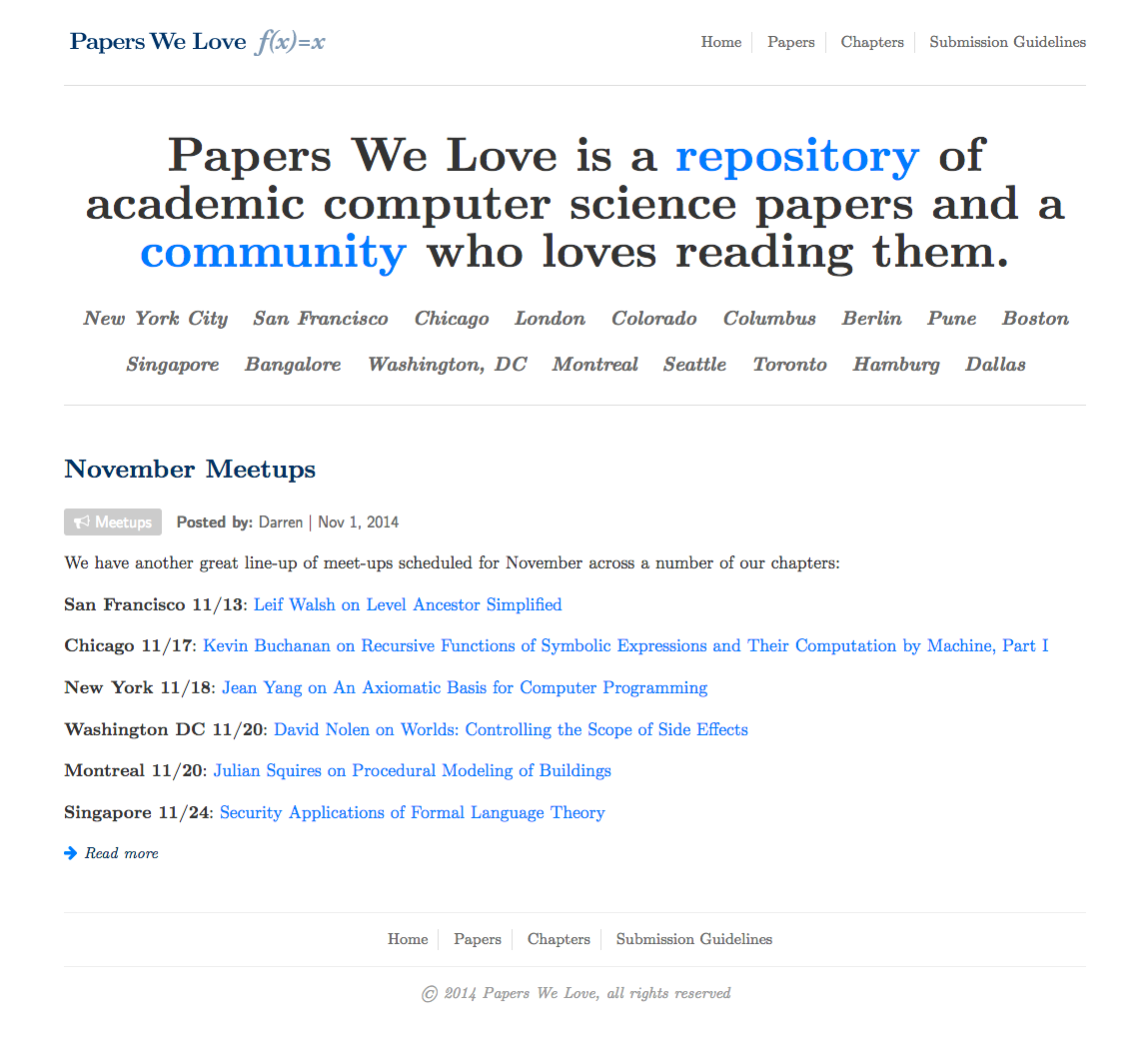 Papers We Love Homepage